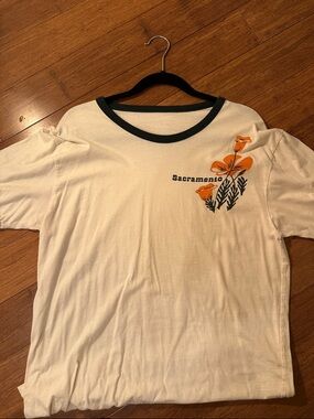 Sacramento Floral Graphic Ringer Tee - Cream & Orange